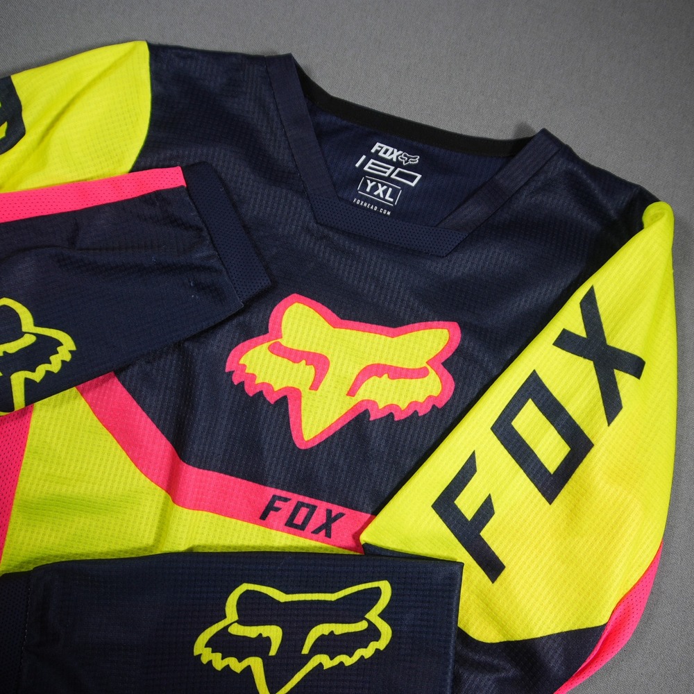 Y2K Fox Racing 180 Motocross Long Sleeve Boy Jersey XL Neon Racing Bike BMX